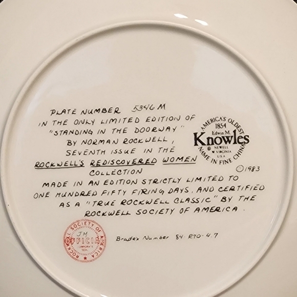Standing in the Doorway - Norman Rockwell Collectors' Plate VTG - Picture 6 of 7